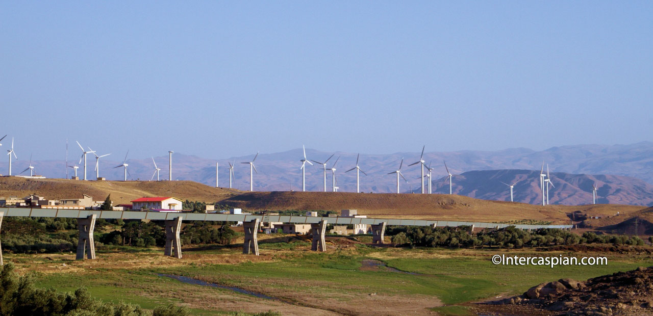 Wind farm next to the city of Manjil