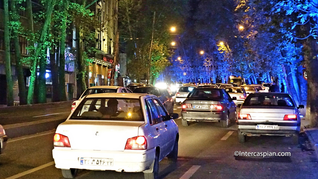 Vali-Asr street at night